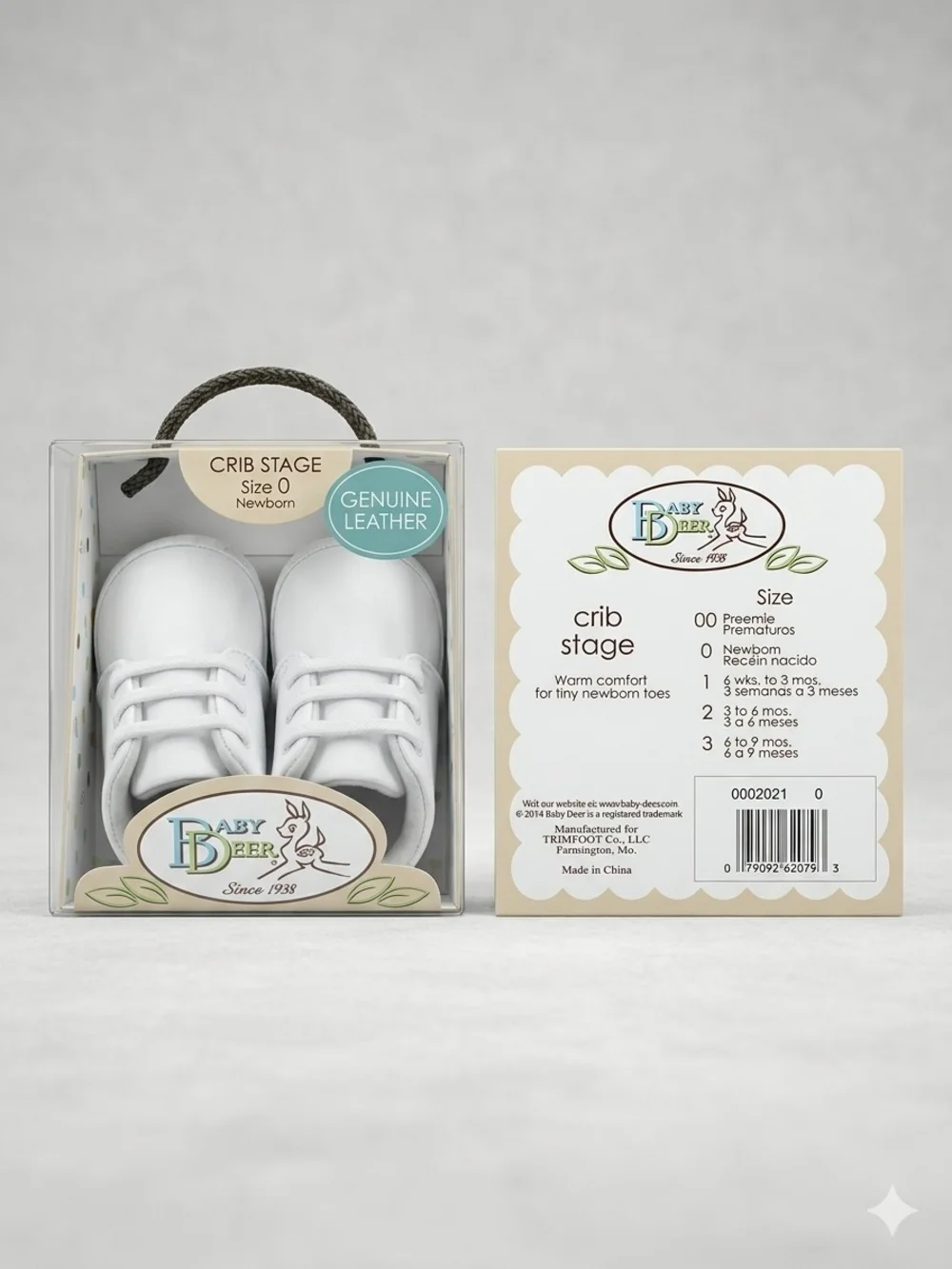Baby Deer White Genuine Leather Baby Crib Shoes